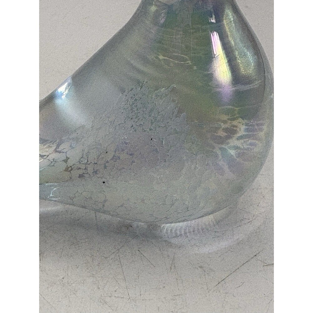 Rainbow Snow Bird Figurine Iridescent Art Glass Matte Finish 5” - Picture 2 of 9